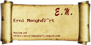 Erni Menyhért névjegykártya